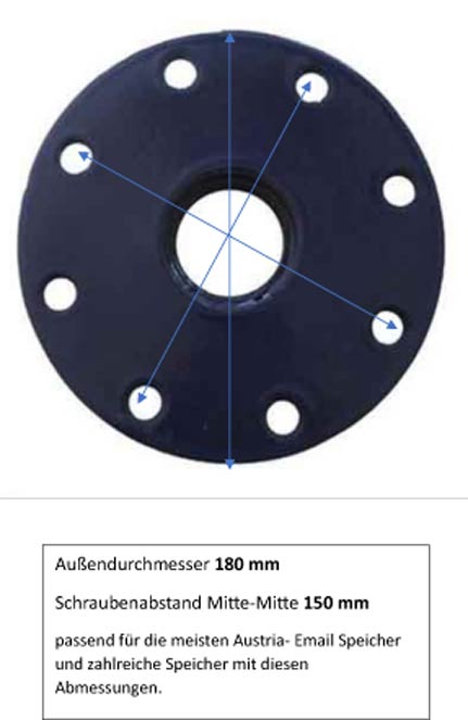 Flanschplatte für Speicher auf 6/4 Abmessungen 